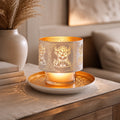 Jar Shade & Tray Set Metal Silhouette – White Highland Cow (15cm) Candle not included