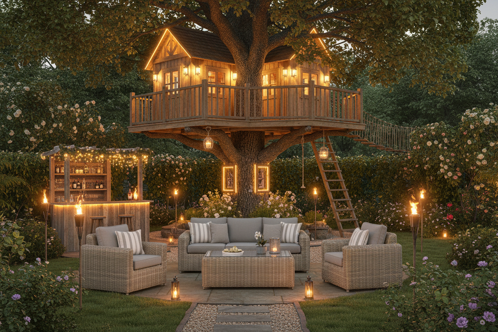 Amalfi Set Treehouse Garden Torches Bar