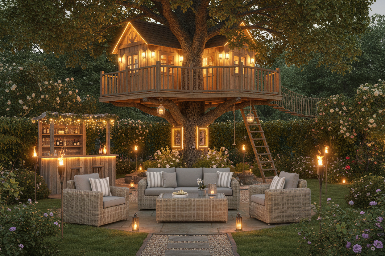 Amalfi Set Treehouse Garden Torches Bar