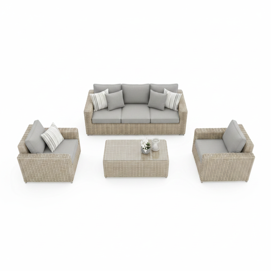 Amalfi Collection Outdoor Five Seater Set overhead view on white background