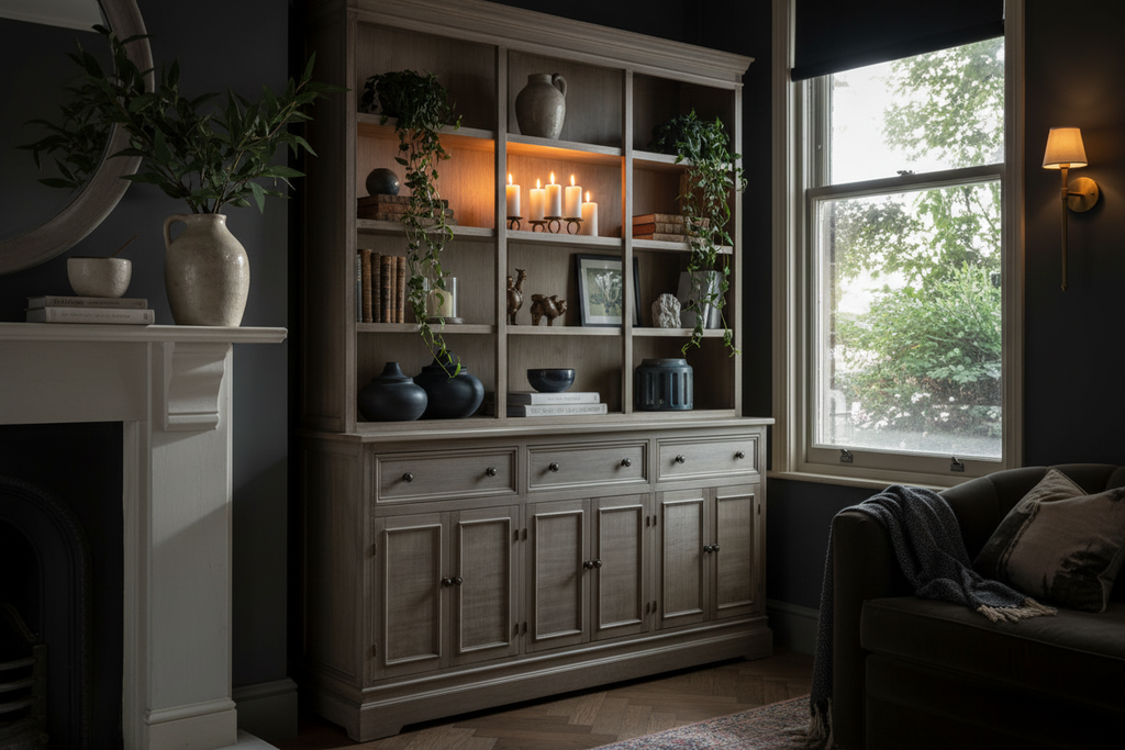 Delphine Collection Dresser Top - styled with moody accessories