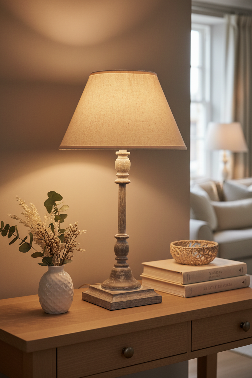 Antia Stem Table Lamp With Linen Shade
