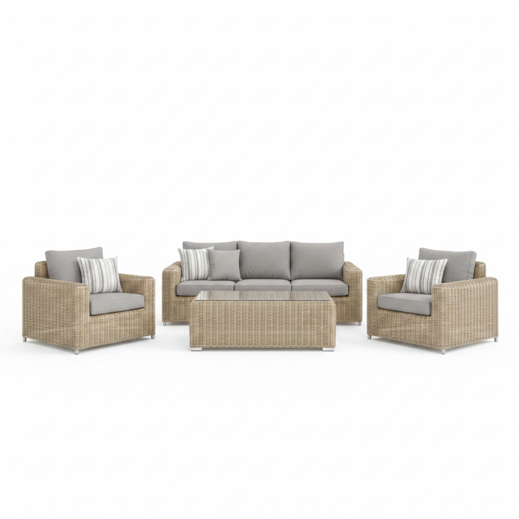 Amalfi Collection Outdoor Five Seater Set front view on white background