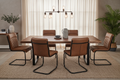 Billy Leather Dining Chair - lifestyle around tree trunk table