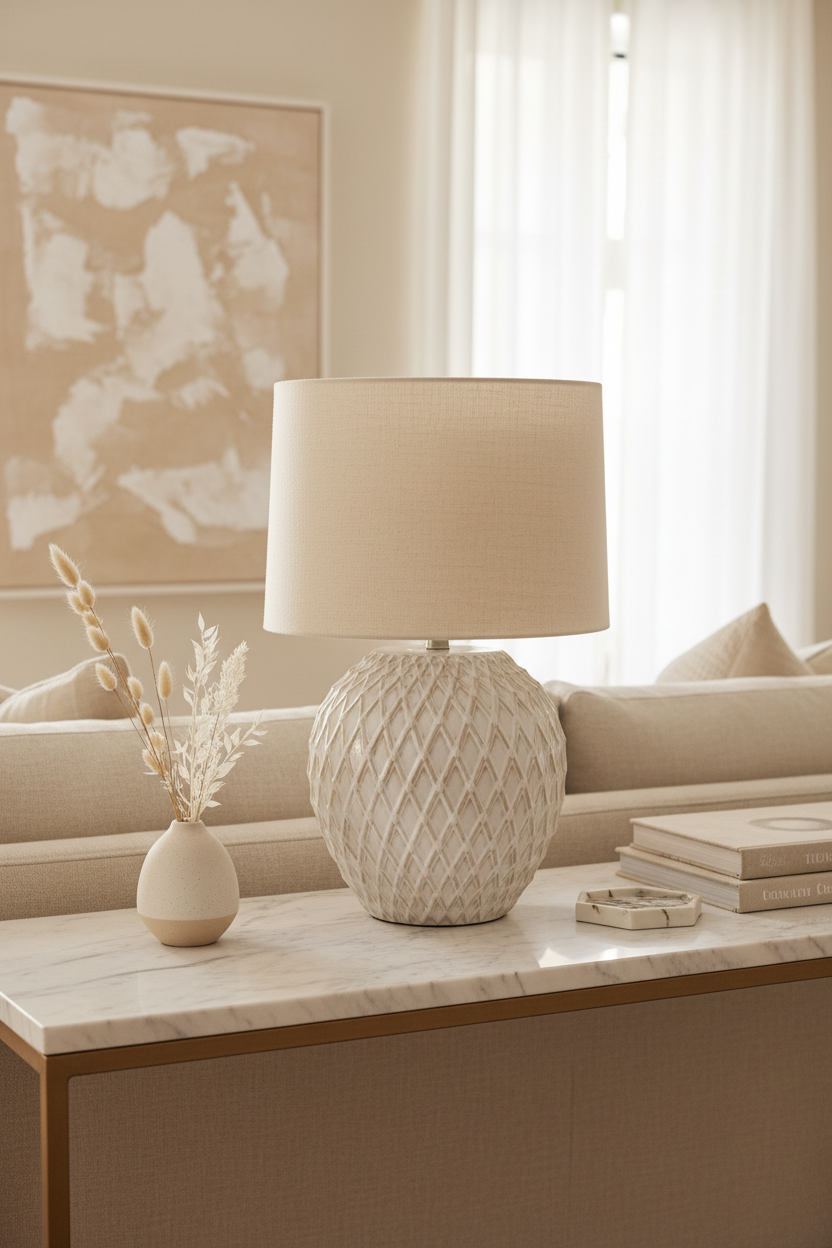 Lattice Ceramic Table Lamp Lifestyle